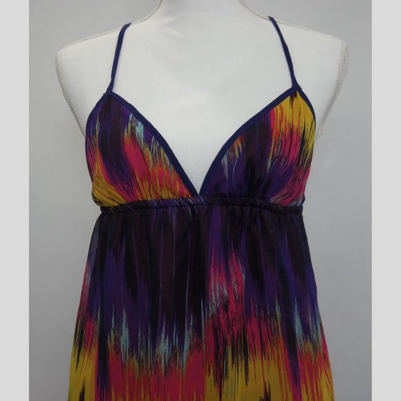 Kira Unique colorful Mini Dress. SEXY V-neck, BACKLESS w/ Convertible Straps - Picture 2 of 13